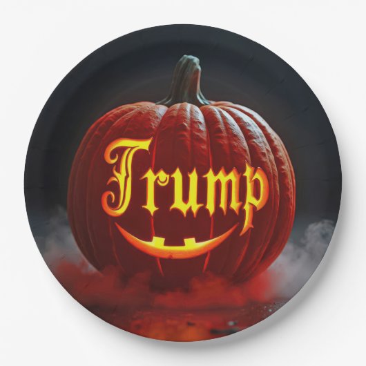 Halloween Trump Jack-o-lantern in de mist Papieren Bordje (Voorkant)