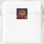 Halloween Trump Jack-o-lantern in de mist Vierkante Sticker (Tas)