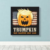 Halloween Trumpkin  Amerikaanse vlag Canvas Afdruk (Insitu (Houten vloer))