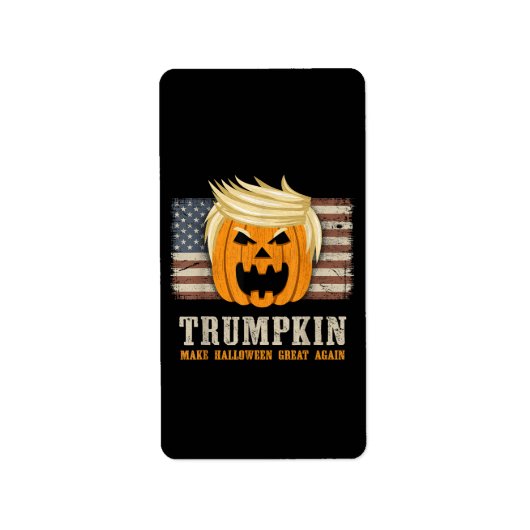 Halloween Trumpkin Amerikaanse vlag Etiket (Voorkant)