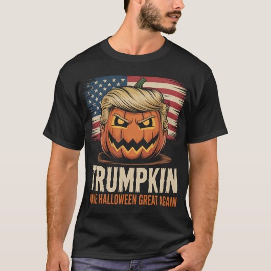 Halloween Trumpkin Amerikaanse vlag T-shirt (Voorkant)
