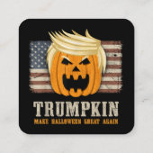 Halloween Trumpkin  Amerikaanse vlag Vierkante Visitekaartje (Achterkant)