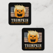 Halloween Trumpkin  Amerikaanse vlag Vierkante Visitekaartje (Voorkant / Achterkant)