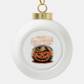 Halloween Trumpkin Design Keramische Bal Ornament (Voorkant)