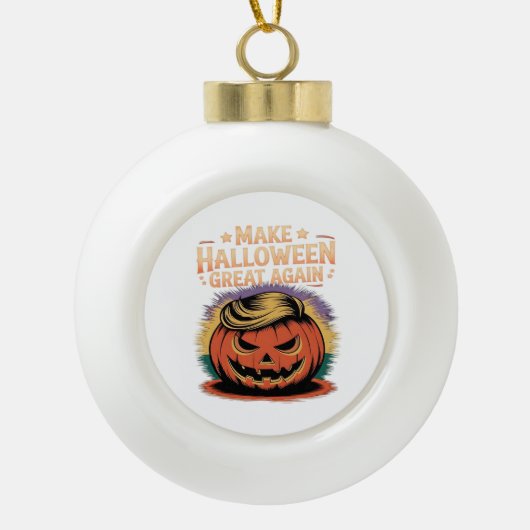Halloween Trumpkin Design Keramische Bal Ornament (Voorkant)