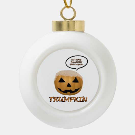 Halloween Trumpkin Fitted Keramische Bal Ornament (Voorkant)