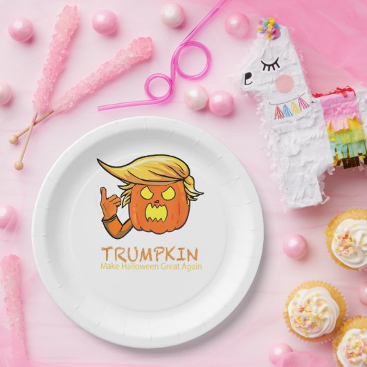 Halloween Trumpkin Funny - Klassiek kostuumontwerp Papieren Bordje (Feest)