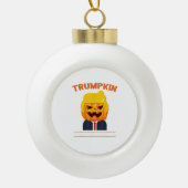 Halloween Trumpkin Funny Pumpkin Halloween Keramische Bal Ornament (Voorkant)