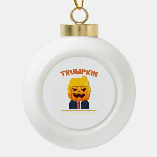 Halloween Trumpkin Funny Pumpkin Halloween Keramische Bal Ornament (Voorkant)