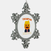 Halloween Trumpkin Funny Pumpkin Halloween Tin Sneeuwvlok Ornament (Links)