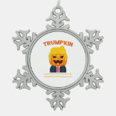 Halloween Trumpkin Funny Pumpkin Halloween Tin Sneeuwvlok Ornament (Voorkant)