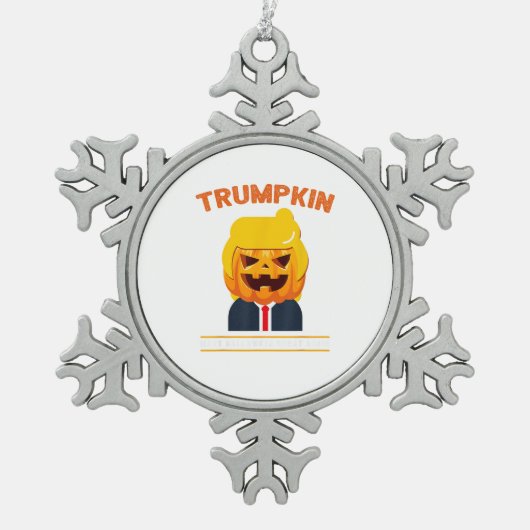 Halloween Trumpkin Funny Pumpkin Halloween Tin Sneeuwvlok Ornament (Voorkant)
