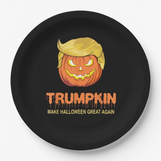 Halloween Trumpkin - Maak Halloween weer geweldig Papieren Bordje (Voorkant)