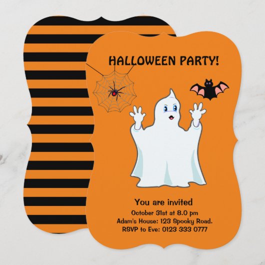 Halloween Trumpy Geest, Spin en Vleermuis Uitnodig Kaart (Voorkant / Achterkant)