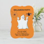 Halloween Trumpy Geest, Spin en Vleermuis Uitnodig Kaart (Staand voorkant)