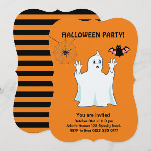 Halloween Trumpy Geest, Spin en Vleermuis Uitnodig Kaart