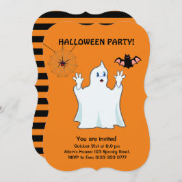 Halloween Trumpy Ghost, Spider & Bat Invitation Kaart