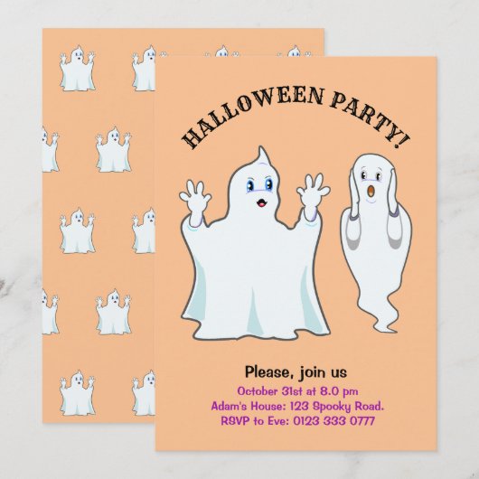 Halloween Trumpy & Munchy Geesten Uitnodiging (Voorkant / Achterkant)