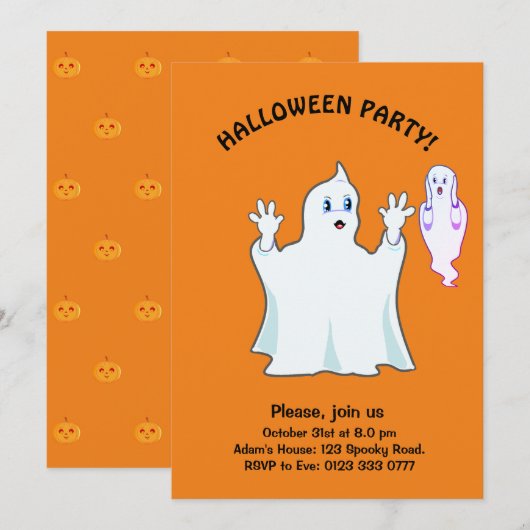 Halloween Trumpy & Munchy Geesten Uitnodiging (Voorkant / Achterkant)