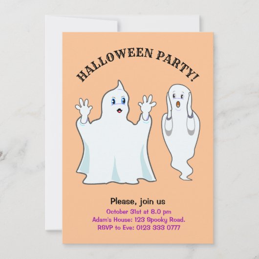Halloween Trumpy & Munchy Ghosts Invitation Kaart (Voorkant)