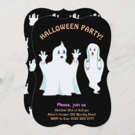 Halloween Trumpy & Munchy Ghosts Invitation Kaart