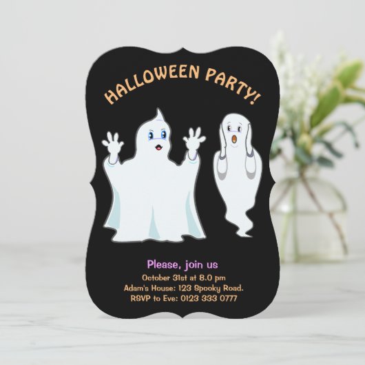 Halloween Trumpy & Munchy Ghosts Invitation Kaart (Staand voorkant)