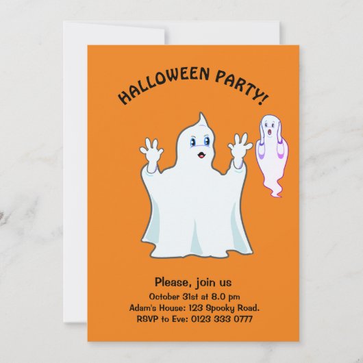 Halloween Trumpy & Munchy Ghosts Invitation Kaart (Voorkant)