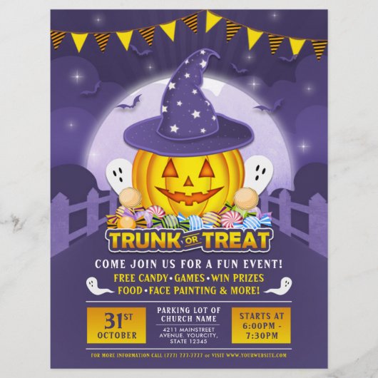 Halloween Trunk of Treat Cute Pumpkin Event Flyer (Voorkant)