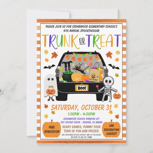 Halloween Trunk of Treat Invite Kaart (Voorkant)