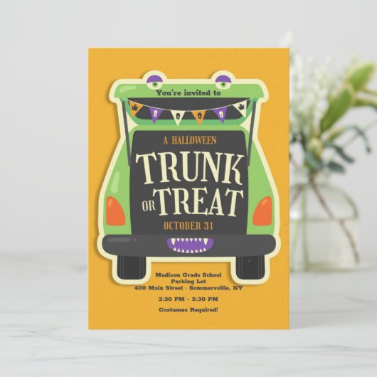 Halloween trunk of Treat Kaart (Staand voorkant)