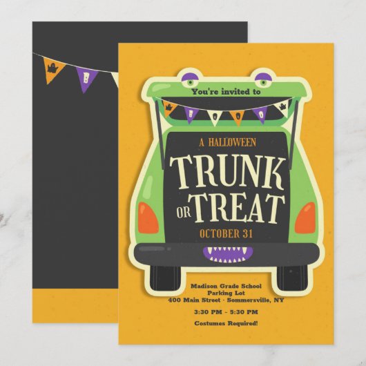 Halloween trunk of Treat Kaart (Voorkant / Achterkant)