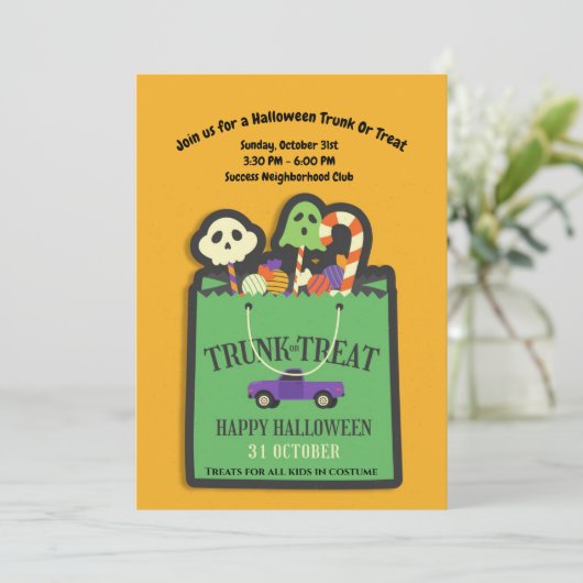 Halloween trunk of Treat Kaart (Staand voorkant)