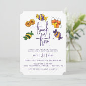 Halloween Trunk of Treat Paars Snoep Kaart (Staand voorkant)