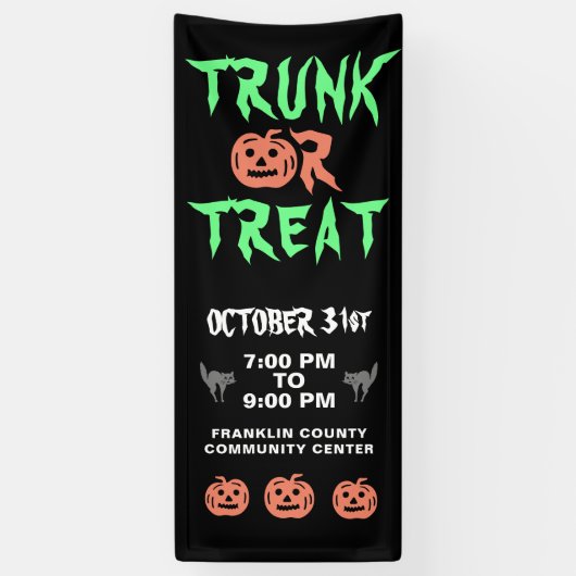 Halloween Trunk of Treat Pumpkin Community Outdoor Spandoek (Verticaal)