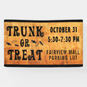 Halloween TRUNK OF TREAT Zwart Sinaasappel Spandoek (Horizontaal)