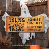 Halloween TRUNK OF TREAT Zwart Sinaasappel Spandoek