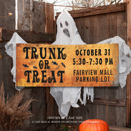 Halloween TRUNK OF TREAT Zwart Sinaasappel Spandoek
