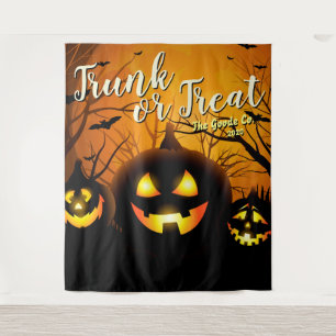 Halloween Trunk or Treat Pompoenen Feest Achtergro Wandkleed