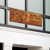 Halloween TRUNK OR TREAT Zwart Sinaasappel Geperso Spandoek (Buitenkant Gebouw)