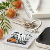 Halloween Turtle Ghost Pumpkin Terrapin Tortoise Sleutelhanger (Voorkant Rechts)