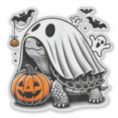 Halloween Turtle Ghost Pumpkin Terrapin Tortoise Sticker (Voorkant)