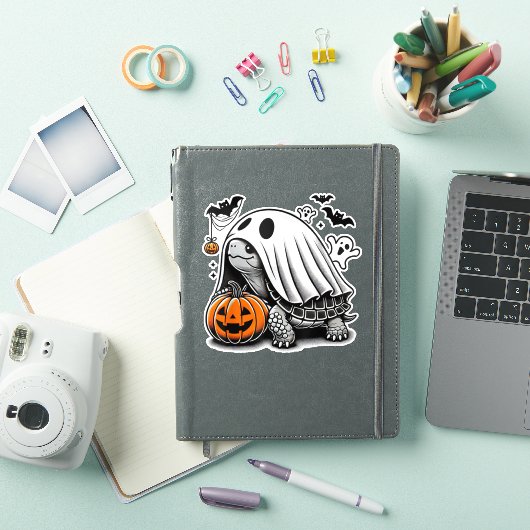 Halloween Turtle Ghost Pumpkin Terrapin Tortoise Sticker (iPad Cover)