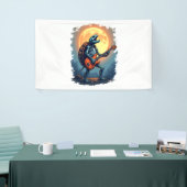 Halloween Turtle Skeleton Rocker T-shirt voor Musi Spandoek (Beurs)