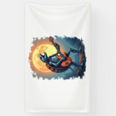 Halloween Turtle Skeleton Rocker T-shirt voor Musi Spandoek (Verticaal)