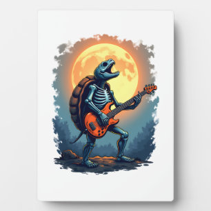 Halloween Turtle Skeleton Rocker T-shirt voor muzi Fotoplaat
