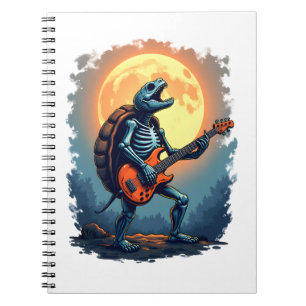 Halloween Turtle Skeleton Rocker T-shirt voor muzi Notitieboek