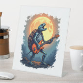 Halloween Turtle Skeleton Rocker Tee for Music Lov Reclamebord Met Voetstuk (Insitu)