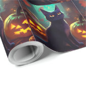Halloween Tuxedo Cat met pompoenen eng Cadeaupapier (Rol Hoek)