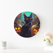 Halloween Tuxedo Cat met pompoenen eng Grote Klok (Huis)