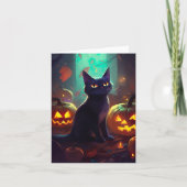 Halloween Tuxedo Cat met pompoenen eng Kaart (Voorkant)